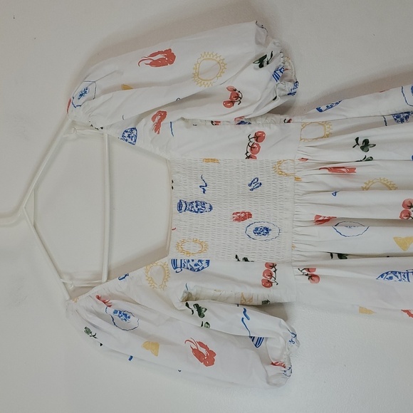 Abercrombie & Fitch Emerson Poplin Puff Sleeve Midi Dress Size XXST Novelty Prin - Picture 11 of 15